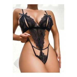 Dantel Detaylı Siyah Fantezi Body