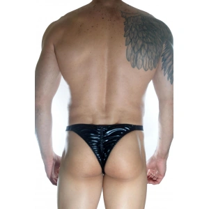 Erkek  Arkası Büzgülü Siyah Lame Brazillian Slip