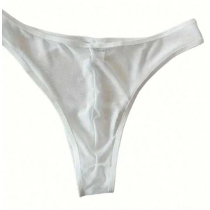 Erkek  Biyeli Beyaz Transparan Brazillian Slip