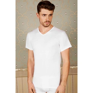 Erkek Pamuklu Kısa Kol V-yaka Klasik Fa T-shirt