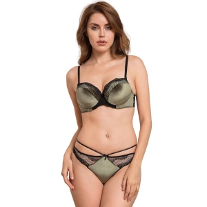 Kadife Balenli Destekli Dolgulu Askıları Çıkabilen Dantelli Sütyen Ve String Takım