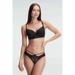 Kadın Desteksiz Balenli Dantel Detaylı Sütyen Slip Takım