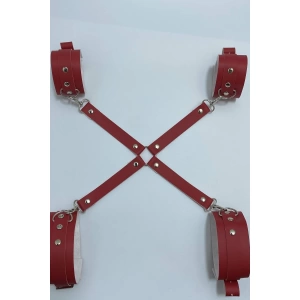 Kırmızı Kol Bacak Kelepçe Set