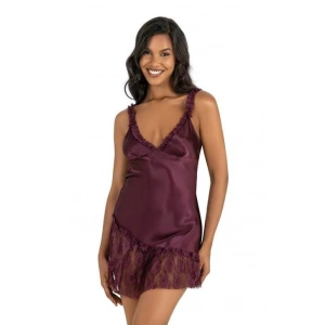 Mürdüm Kısa Saten Gecelik 8238