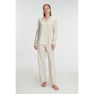 Uzun Kol Çizgili Gömlek Ve Pantolon Takım Pijama Takımı