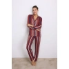 %100 Modal Uzun Kollu Düğmeli Çizgili Pijama Takımı