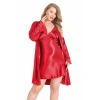 Büyük Beden Kırmızı Kısa İkili Saten Sabahlık Gecelik Takımı