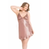 Büyük Beden Vizon Kısa Saten Gecelik