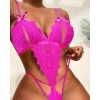 Fiyonklu Dantelli Fuşya Fantezi Body