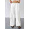 Kadın Beyaz Bol Kesim Cepli Geniş Paça Dökümlü Pantolon
