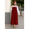 Kadın Bordo Basic Ayarlanabilir Askılı Jile Elbise
