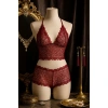 Kadın Bordo Dantel Bralet Şort Takımı – Asil Ve Sofistike İç Giyim