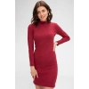 Kadın Bordo Kaşkorse Balıkçı Yaka Uzun Kollu Bodycon Mini Elbise