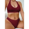 Kadın Bordo Seamless Tanga Sütyen Takım