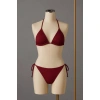 Kadın Bordo Yandan Ve Boyundan Bağlamalı Bikini Mayo Takımı