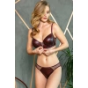 Kadın Deri Görünümlü Balenli Destekli Dolgulu Askıları Çıkabilen Ortası Fermuarlı Büstiyer Sütyen Ve Slip Takım