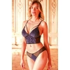 Kadın Fitilli Kadife Balensiz Desteksiz Dolgusuz Yaka Detaylı Bralet Sütyen Ve Slip Takım