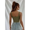 Kadın Haki Yeşili Kalın Askılı Crop Top Büstiyer