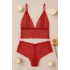 Kadın Kırmızı Dantel Bralet Şort Takımı – Tutkulu Ve Çekici İç Giyim