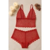 Kadın Kırmızı Dantel Bralet Şort Takımı – Tutkulu Ve Çekici İç Giyim