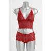 Kadın Kırmızı Dantel Bralet Şort Takımı – Tutkulu Ve Çekici İç Giyim