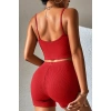 Kadın Kırmızı Şortlu Kaşkorse Gecelik Takım