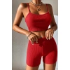Kadın Kırmızı Şortlu Kaşkorse Gecelik Takım