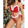 Kadın Kırmızı Yılbaşı Babydoll Sexy Kostüm 8011