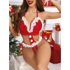 Kadın Kırmızı Yılbaşı Babydoll Sexy Kostüm 8011