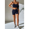 Kadın Lacivert Şortlu Kaşkorse Gecelik Takım