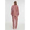 Kadın Pamuklu Uzun Kollu Kare Desenli Gömlek Ve Pantolon Takım – Kışlık Pijama Takımı