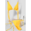 Kadın Sarı Yandan Bağlamalı Tangalı Üçgen Bikini Mayo Takımı