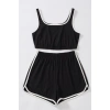 Kadın Siyah Askılı Crop Top Ve Şortlu Gecelik Takım