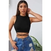 Kadın Siyah Çapraz Bağlamalı Crop Top Büstiyer