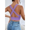 Kadın Siyah Çapraz Sırt Detaylı Şık Crop Top Büstiyer