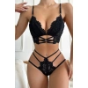Kadın Siyah Dantel Cut-out Detaylı Şık Sütyen Ve Külot Takımı