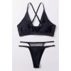 Kadın Siyah File Detaylı Özel Bikini Takımı