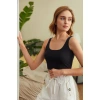 Kadın Siyah Kalın Askılı Crop Top Büstiyer