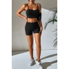 Kadın Siyah Şortlu Kaşkorse Gecelik Takım