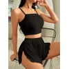 Kadın Siyah Yandan Yırtmaçlı Askılı Şortlu Pijama Takım 6658
