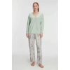 Kadın Uzun Kol V Yaka Pijama Takımı