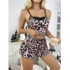 Leopar Desenli Şortlu Gecelik Pijama Takımı 6662