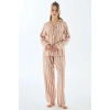 Viscose Çizgili Gömlek Pantolon Pijama Takımı