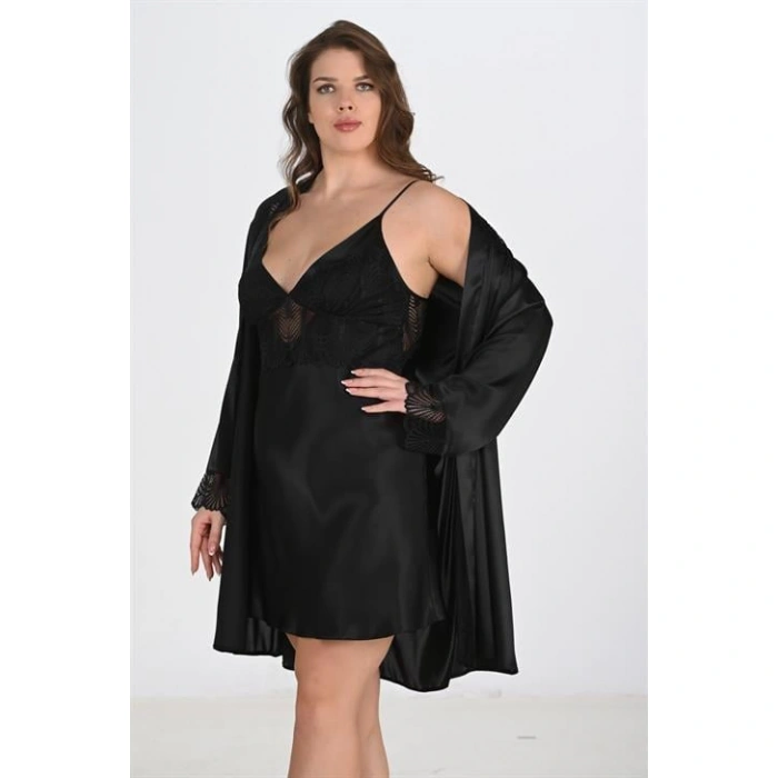 2li Siyah Sabahlık Takımı Bigsize 6213