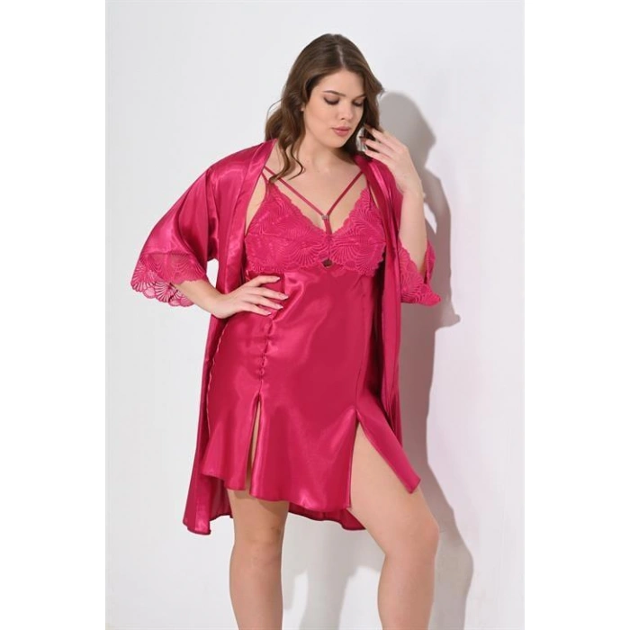 2li Vişne Sabahlık Takımı Bigsize 6212