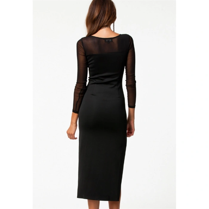 B100775 Uzun Kısa Moda Elbise