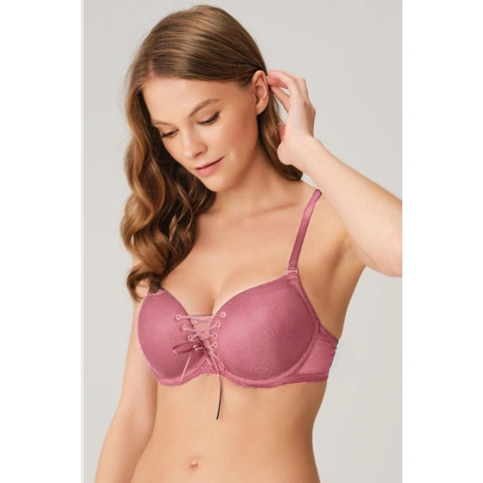 Balenli Destekli Dolgulu Askıları Çıkabilen Yaka Detaylı T-shirt Sütyeni