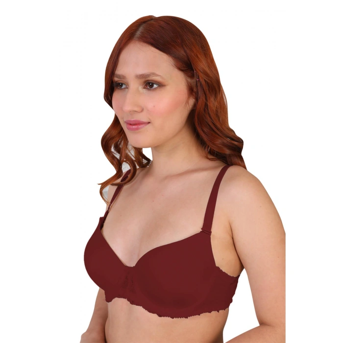 Bordo Mı 189b Pedli Dantelli Balenli Sütyen