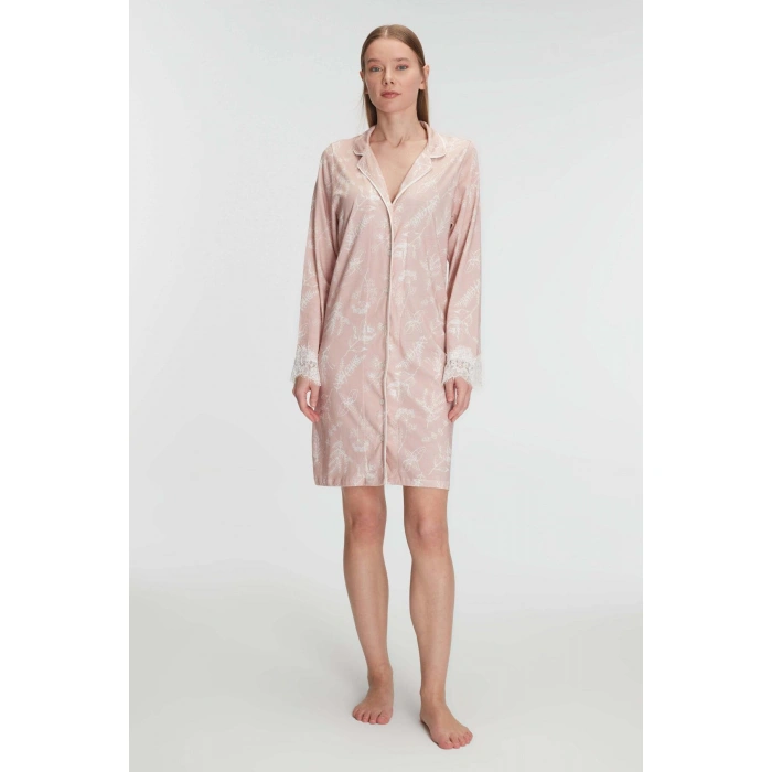 Cotton Modal Uzun Kol Gecelik