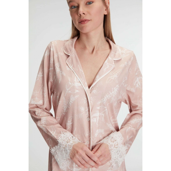 Cotton Modal Uzun Kol Gecelik